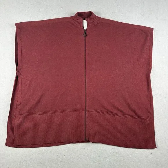 Lululemon Call Me Cozy Wrap Women’s OS Red Cotton Yak Blend Full Zip Sweater - Picture 1 of 16